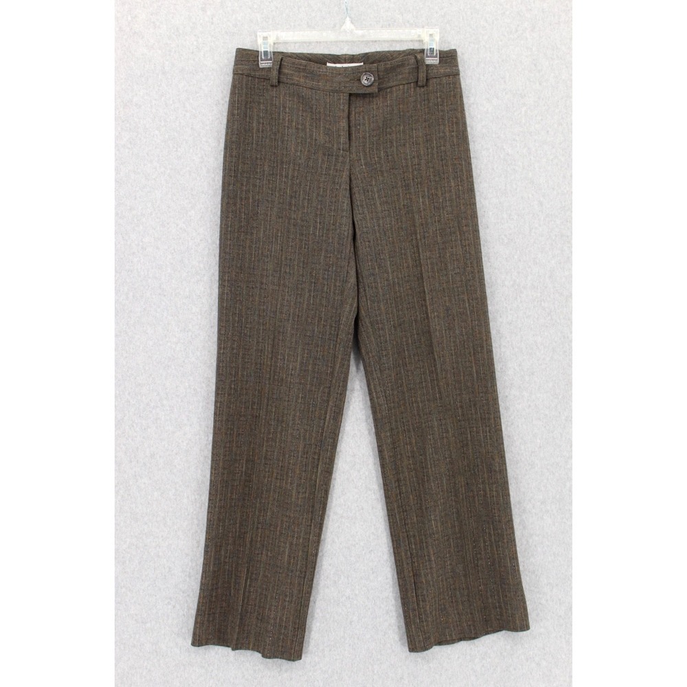 CAbi Madeline Trousers Pants womens 2 Wide Leg Metallic Thread Brown Career